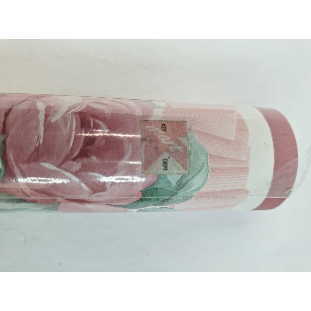 Vintage Kmart Pink Rose Floral Vinyl Wallpaper Border 5m x 17.1cm Made in UK NEW - Picture 3 of 5